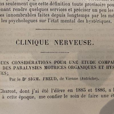 Freud premier article en francais titre