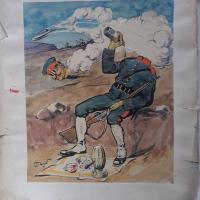 Hayer dessin original soldat japonais obus trois six planche entiere