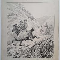 Starace Gino Dessin original Les deux cavaliers enchaines n